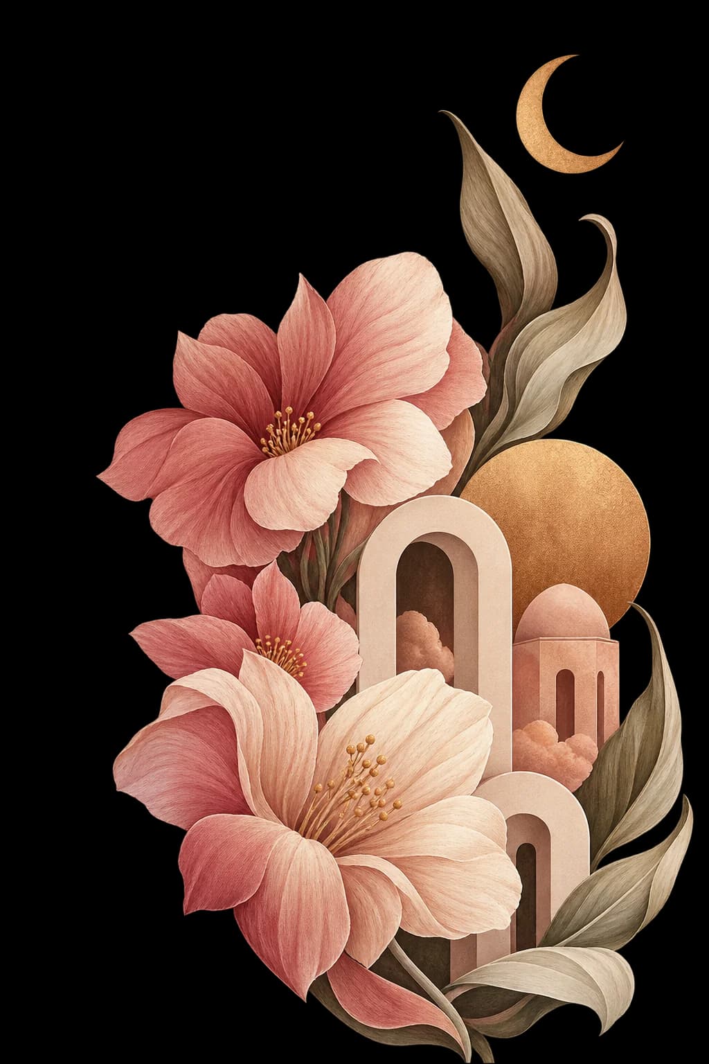 House of Hiya — florals, arches and a crescent moon